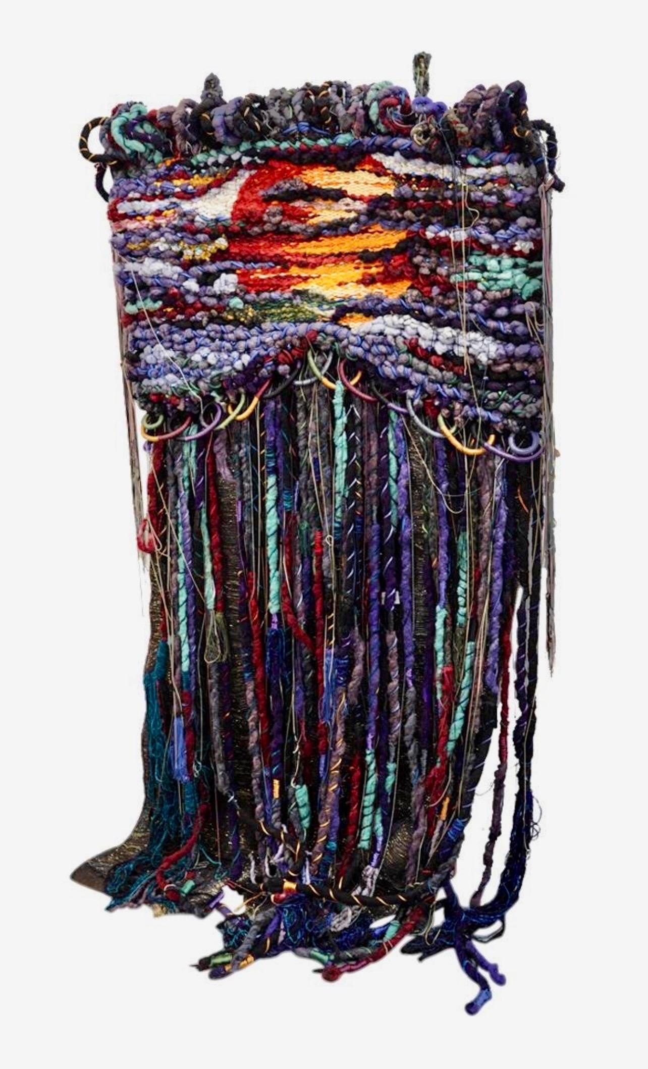 Large Handmade Tapestry Textile Wall Hanging Wool Mixed Media Marlene Richard - Mixed Media Art by Marlen Richard