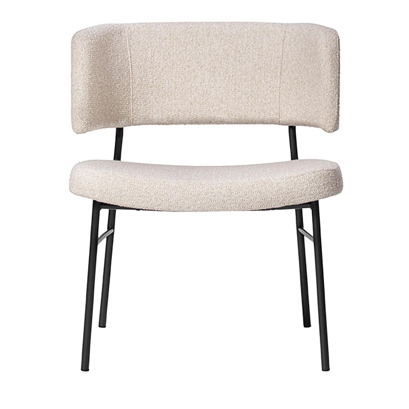 Marlen White Fabric & Black Metal Lounge Chair by EP Studio For Sale 1