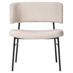 Marlen White Fabric & Black Metal Lounge Chair by EP Studio