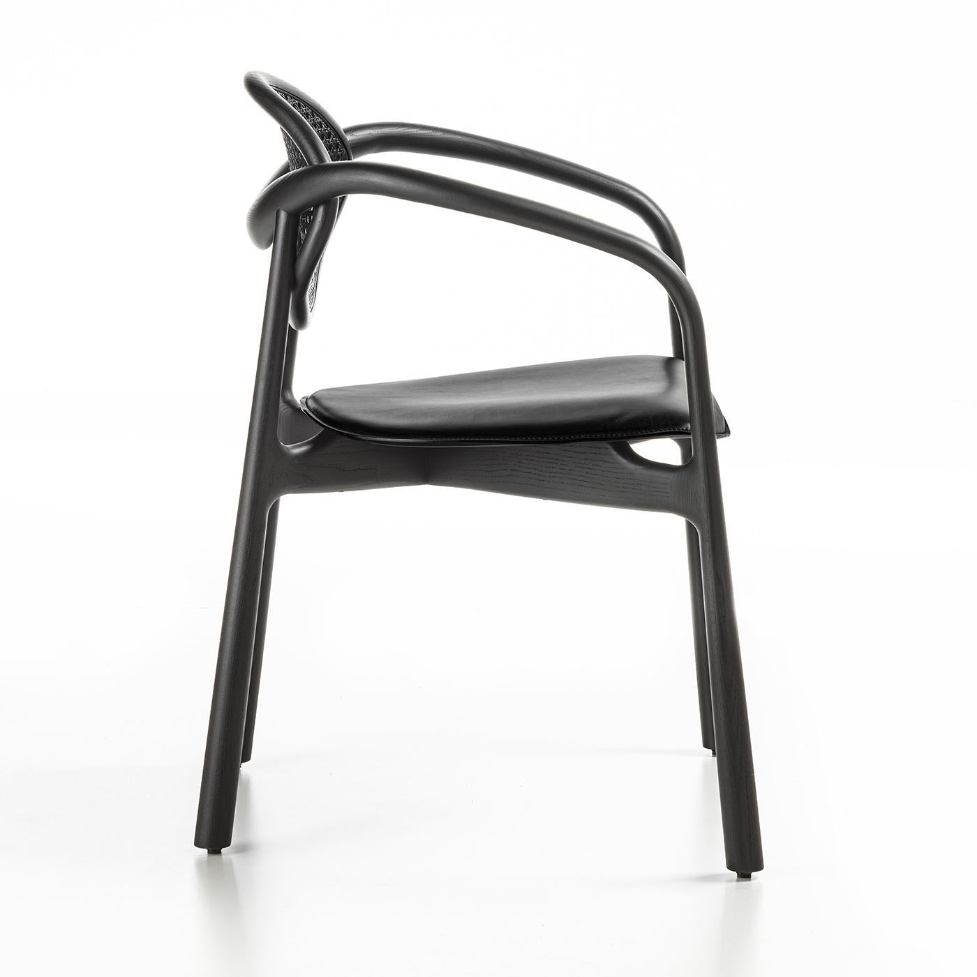 Italian Marlena Black Chair with Arms by Studio Nove.3 For Sale