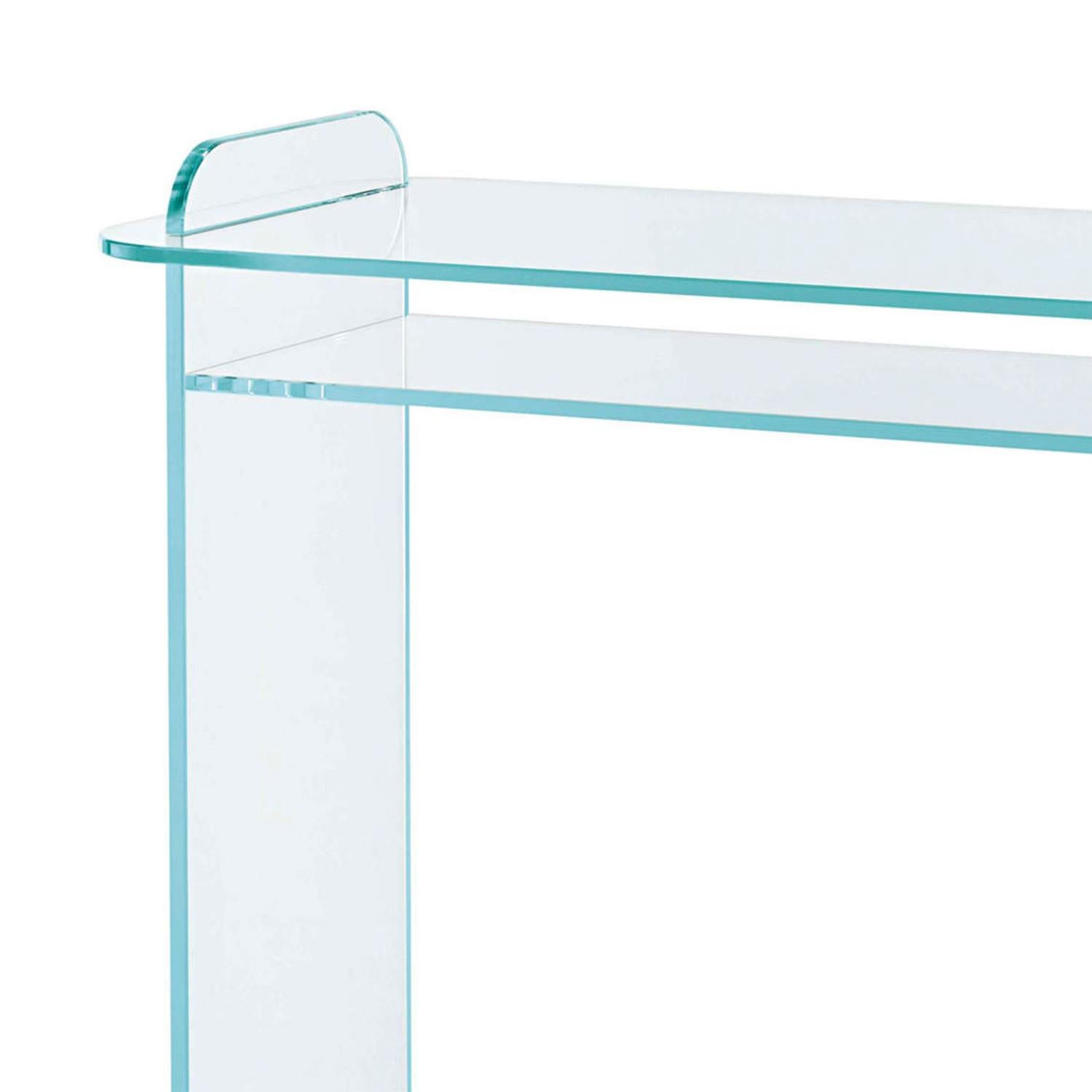 Console table Marlena with all 
structure in clear glass.
Also available in smocked glass, on request.