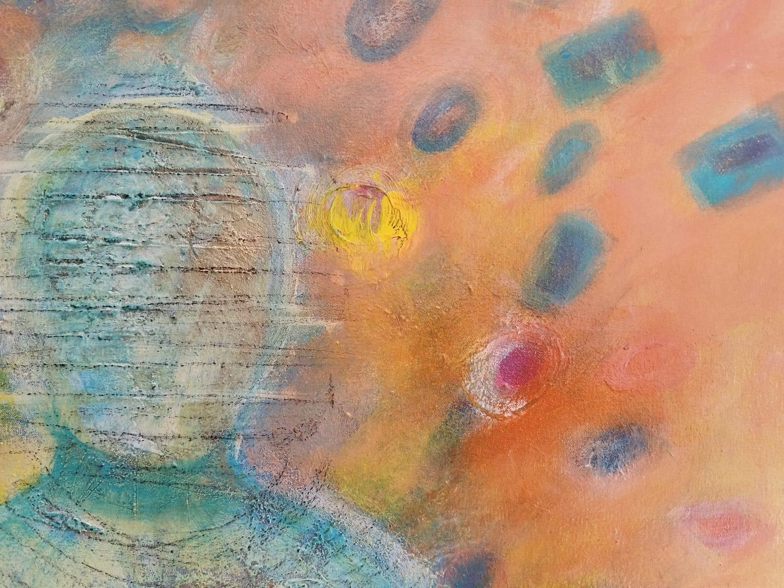 Pittura ad olio figurativa astratta colorata di grandi dimensioni 