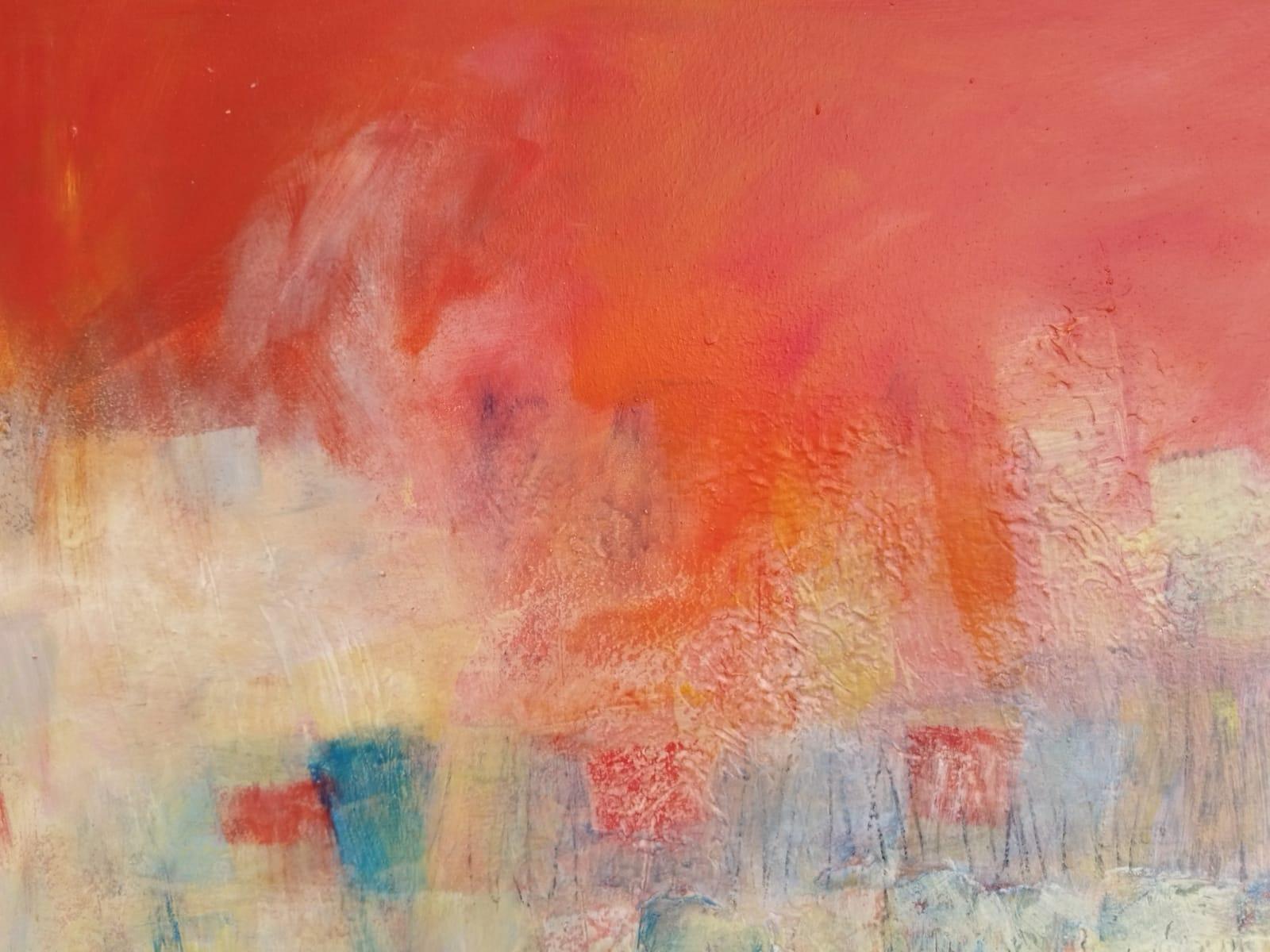 Grande pittura a olio astratta rossa 