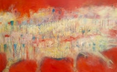 Grande pittura a olio astratta rossa "Origini"