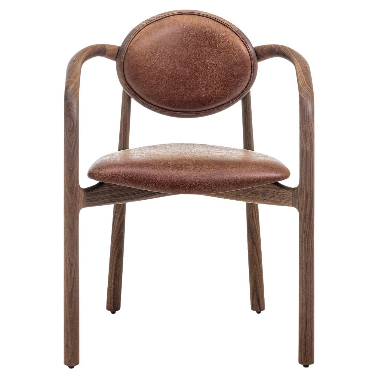 Fauteuil Marlena en cuir et Wood Enrico Pellizzoni
