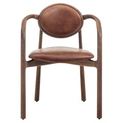 Fauteuil Marlena en cuir et Wood Enrico Pellizzoni
