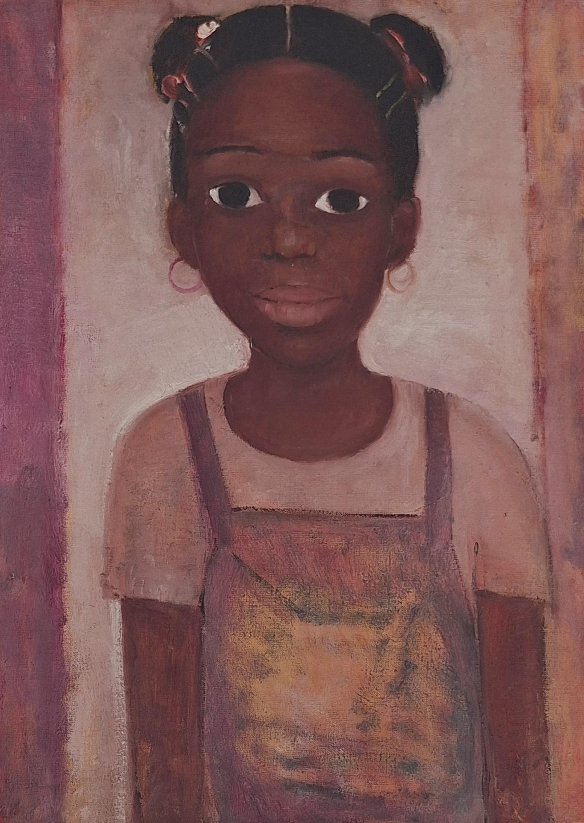 Ein Mädchen - XXI Jahrhundert, Öl figurative Malerei, Braun