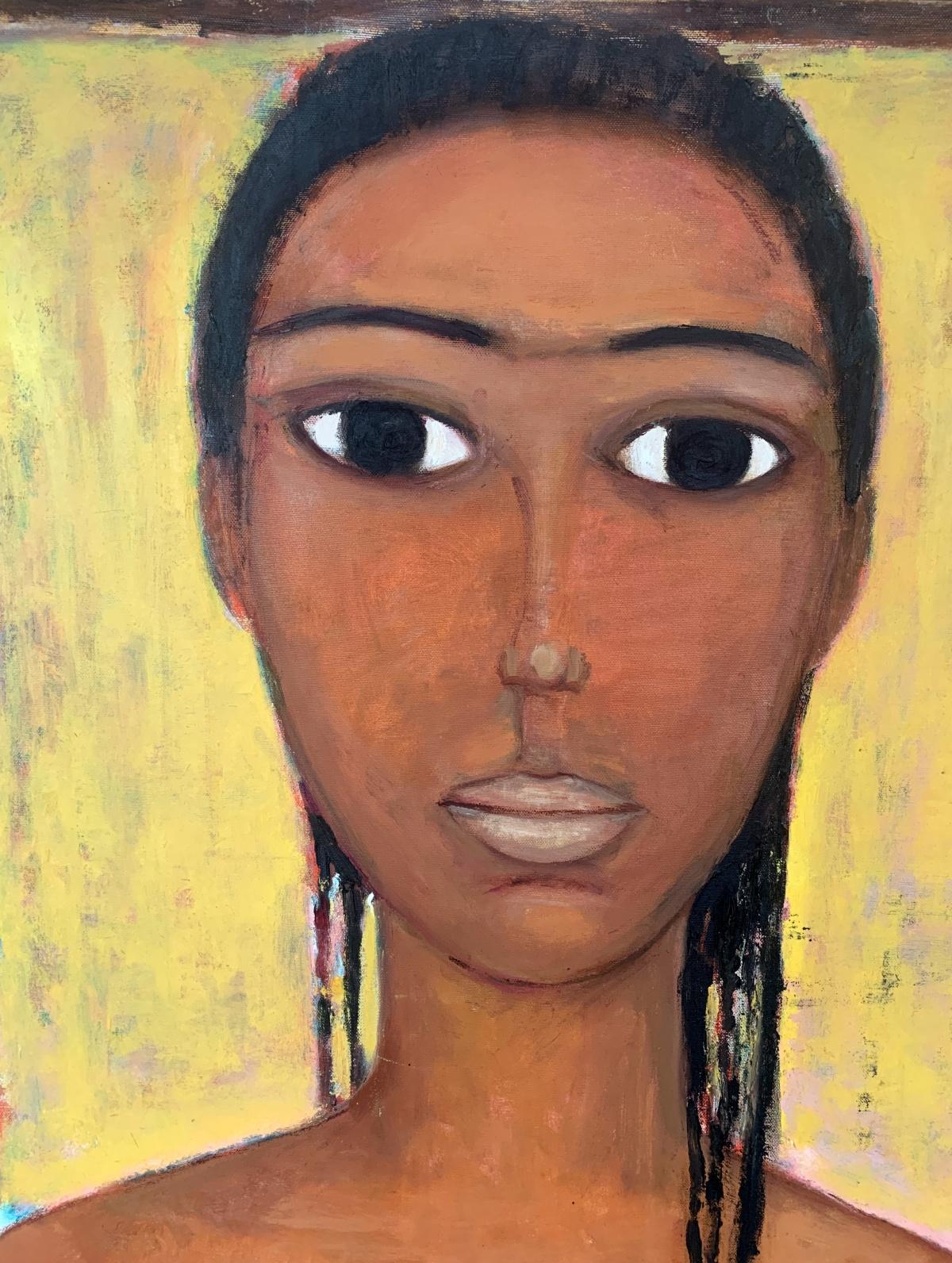 Kenyan's portrait - Afro American, Figurative oil painting, Female portrait - Painting by Marlena Nizio