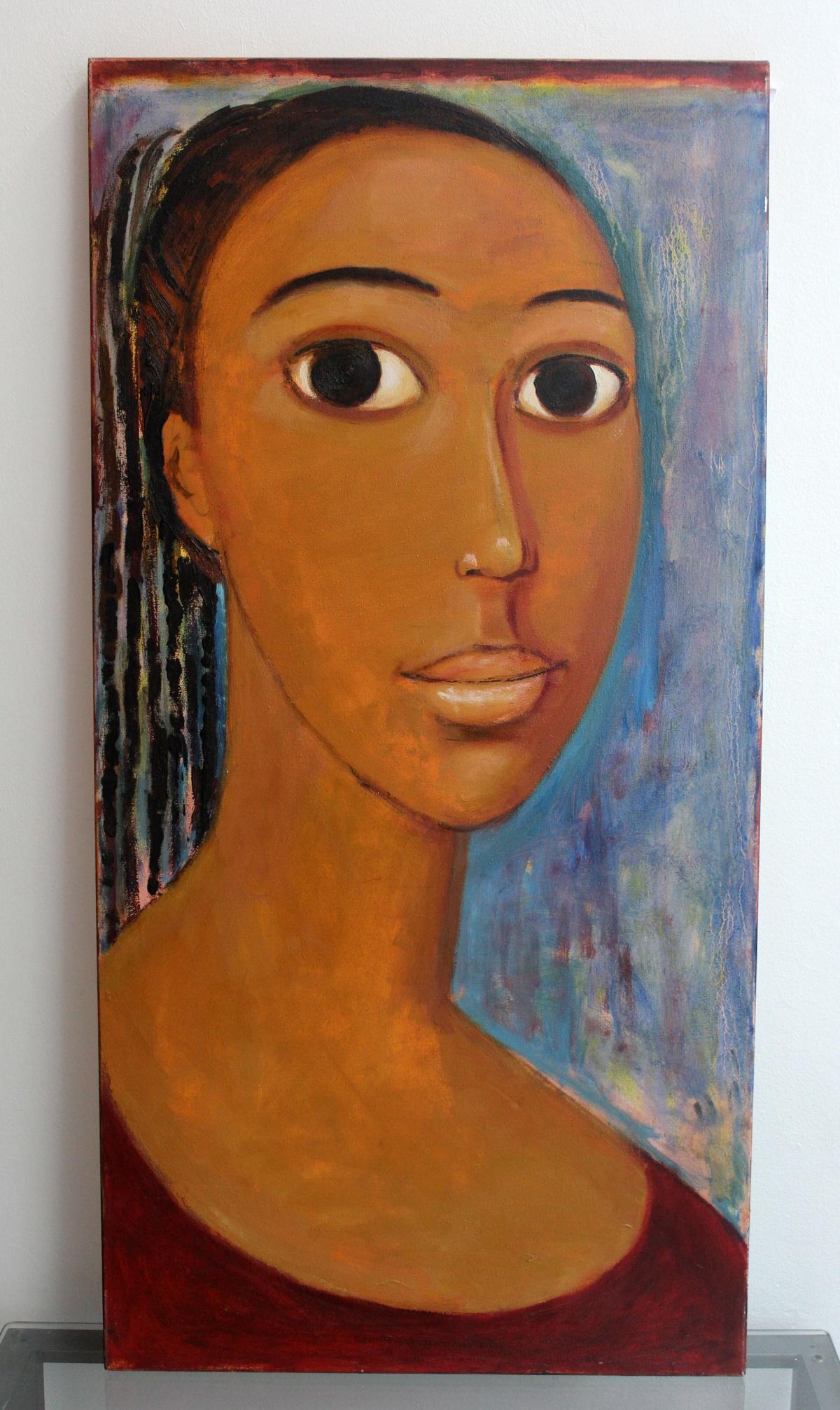 Portrait - XXI century, Afro American- Oil figurative painting,  - Painting by Marlena Nizio