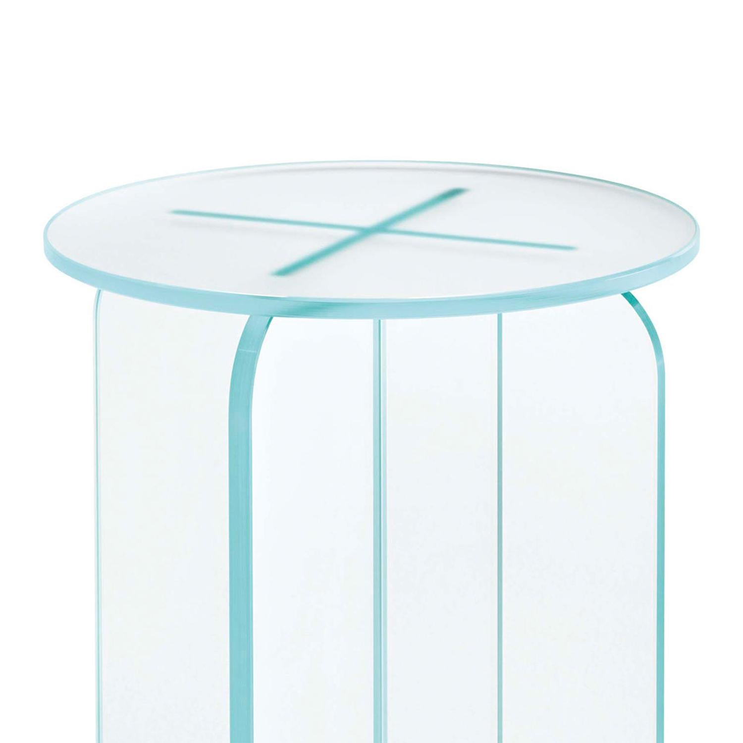 Side Table or Stool Marlena with extra clear glass 
base and with extra clear top in frosted finish.