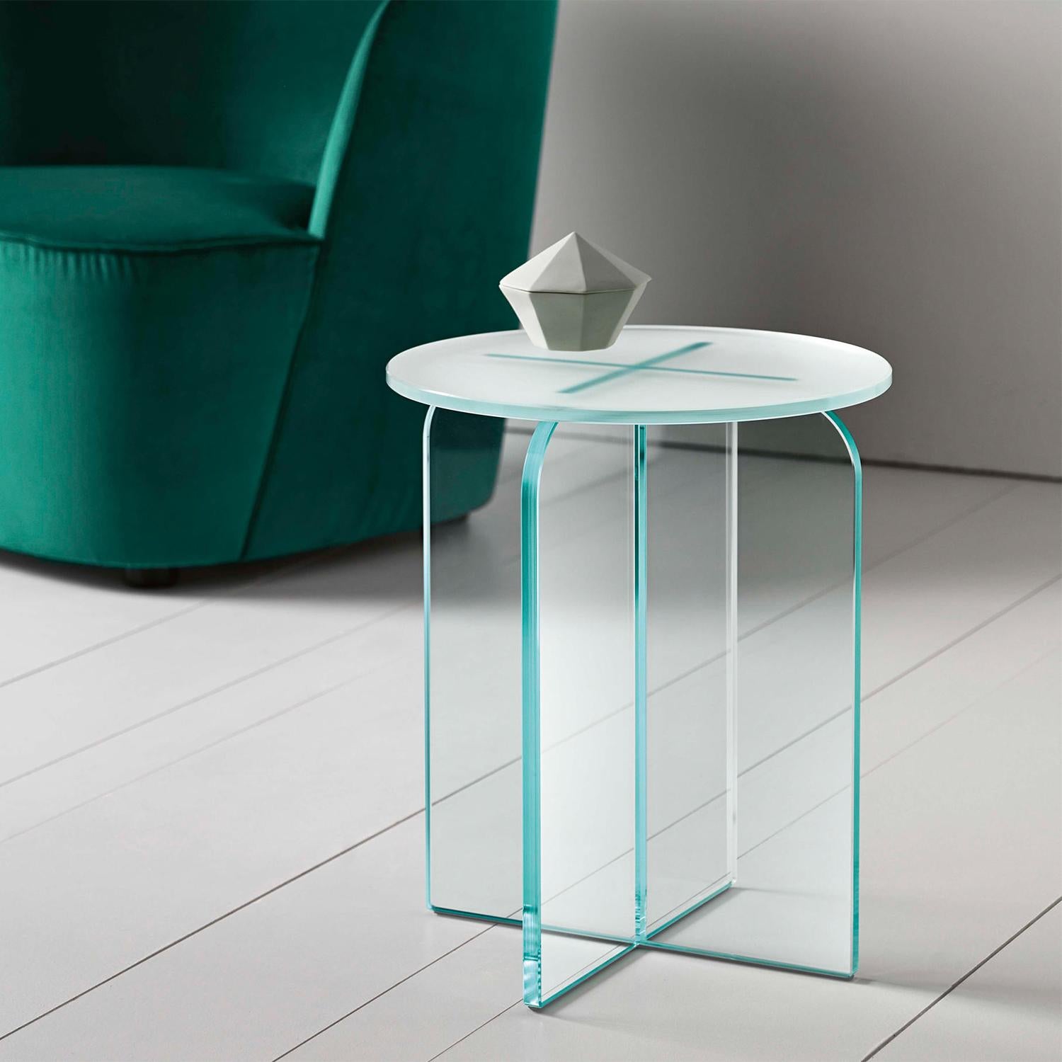 Glass Marlena Side Table or Stool For Sale