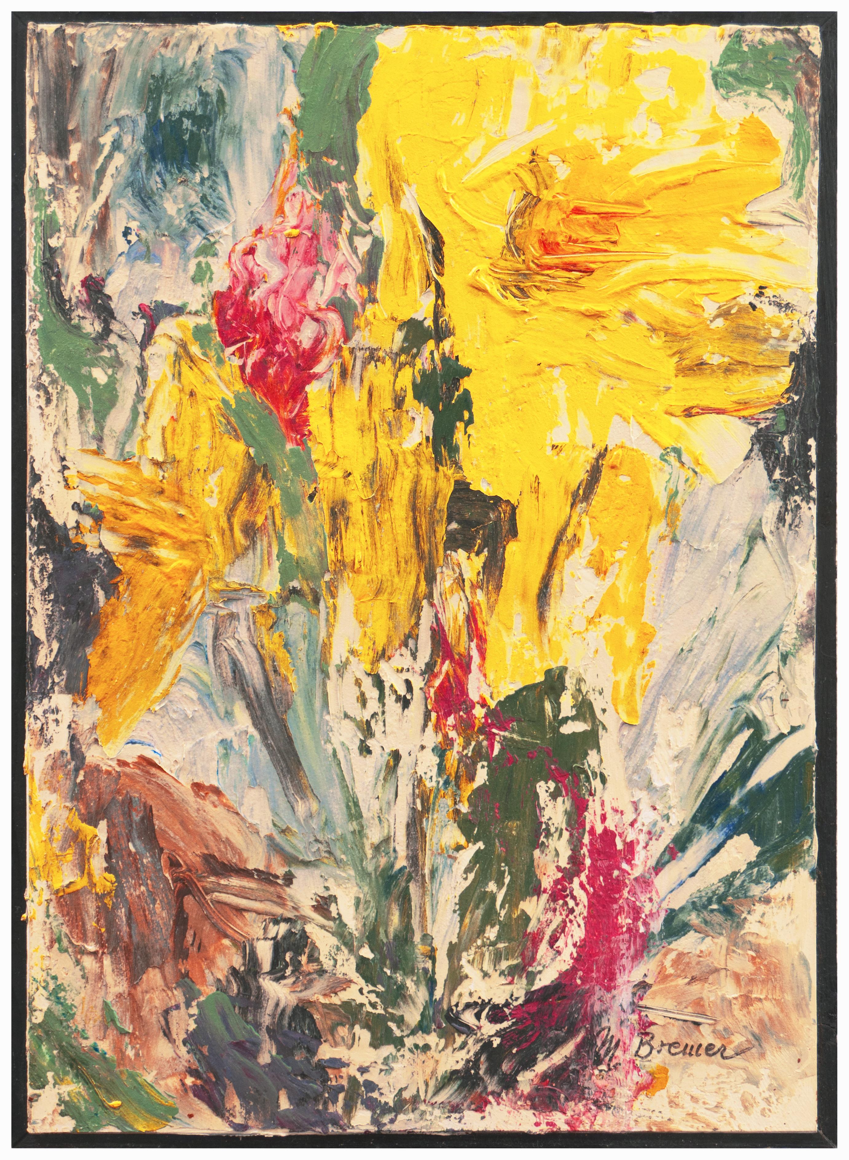 'Abstract in Saffron and Sage', NYU, National Association Women Artists, NYAE - Painting by Marlene Bremer