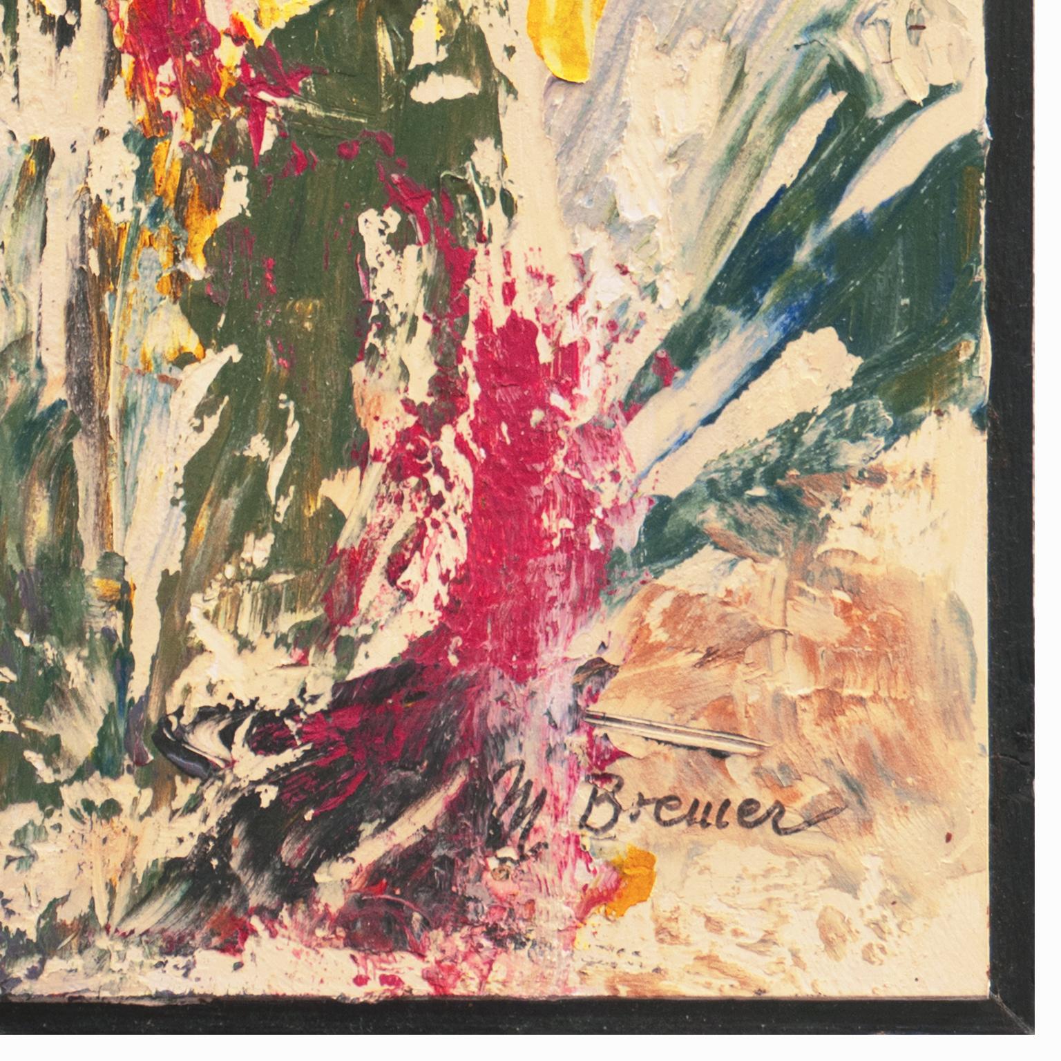 'Abstract in Saffron and Sage', NYU, National Association Women Artists, NYAE - Brown Abstract Painting by Marlene Bremer