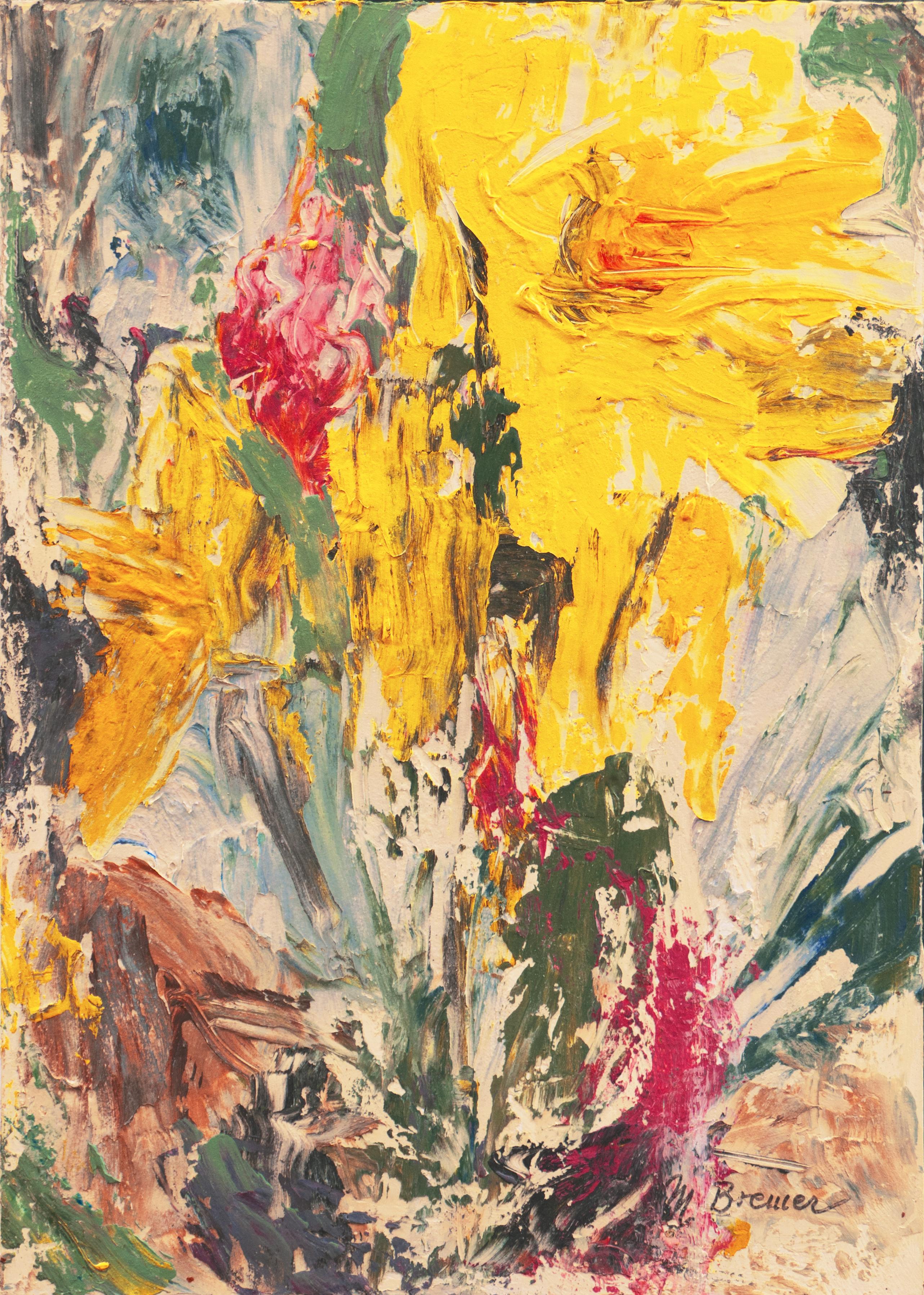 Marlene Bremer Abstract Painting - 'Abstract in Saffron and Sage', NYU, National Association Women Artists, NYAE