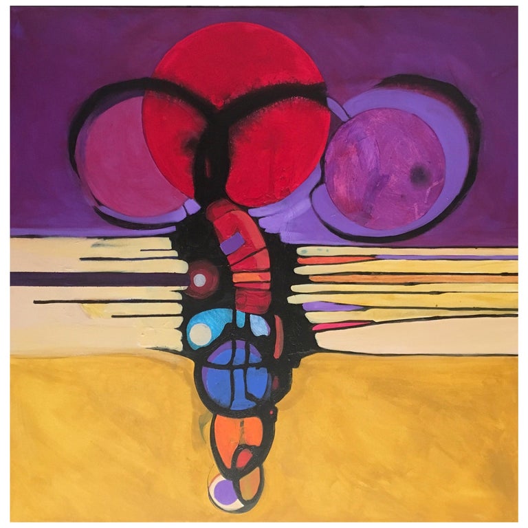 Marlene Burns Modern Abstract Acrylic MixedMedia Painting Titled e