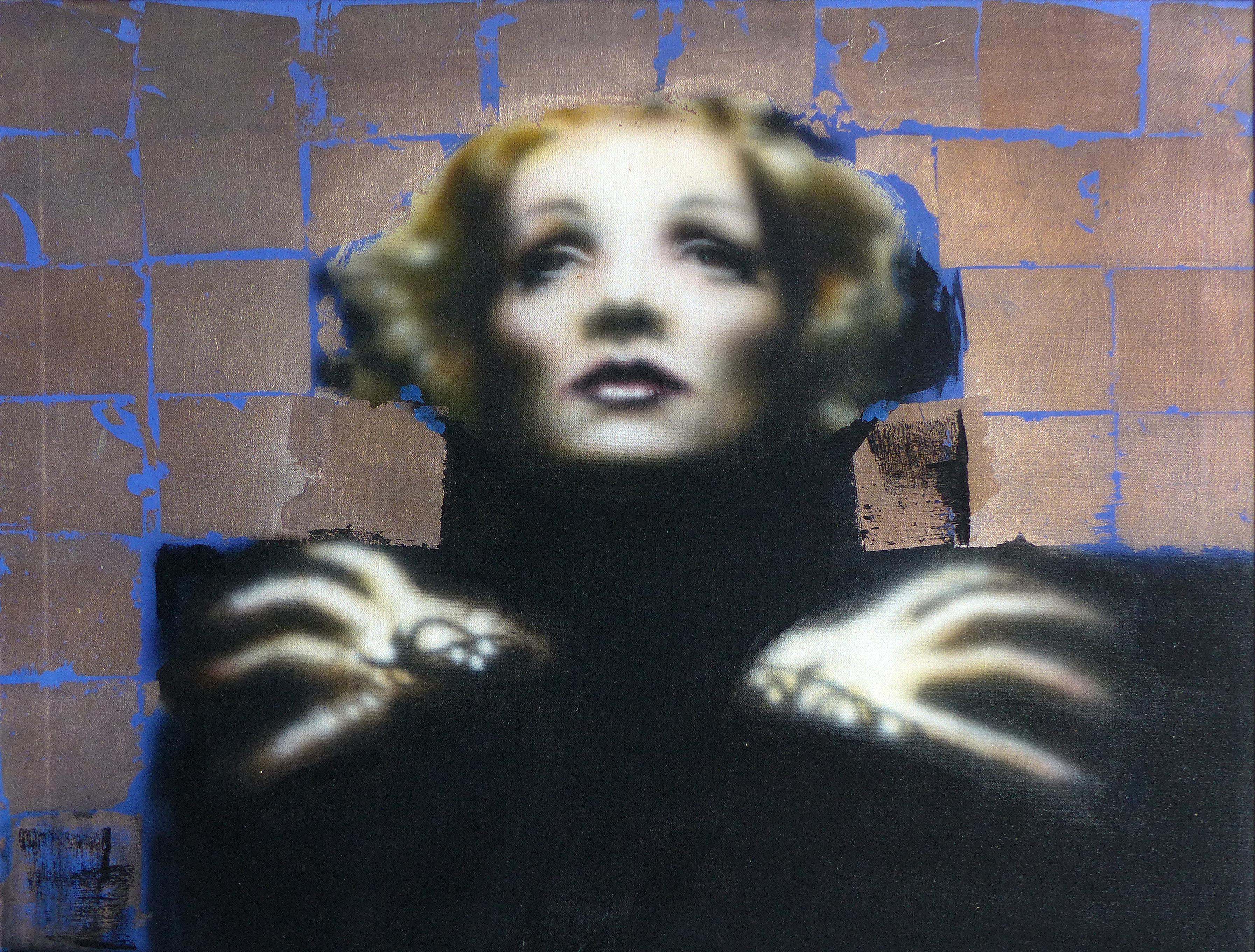 20th Century Marlene Dietrich Giclee on Canvas Signed West and Dated '82