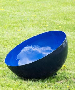 Singing Bowl Ultramarine Sky Medium - painted stainless steel garden sculpture