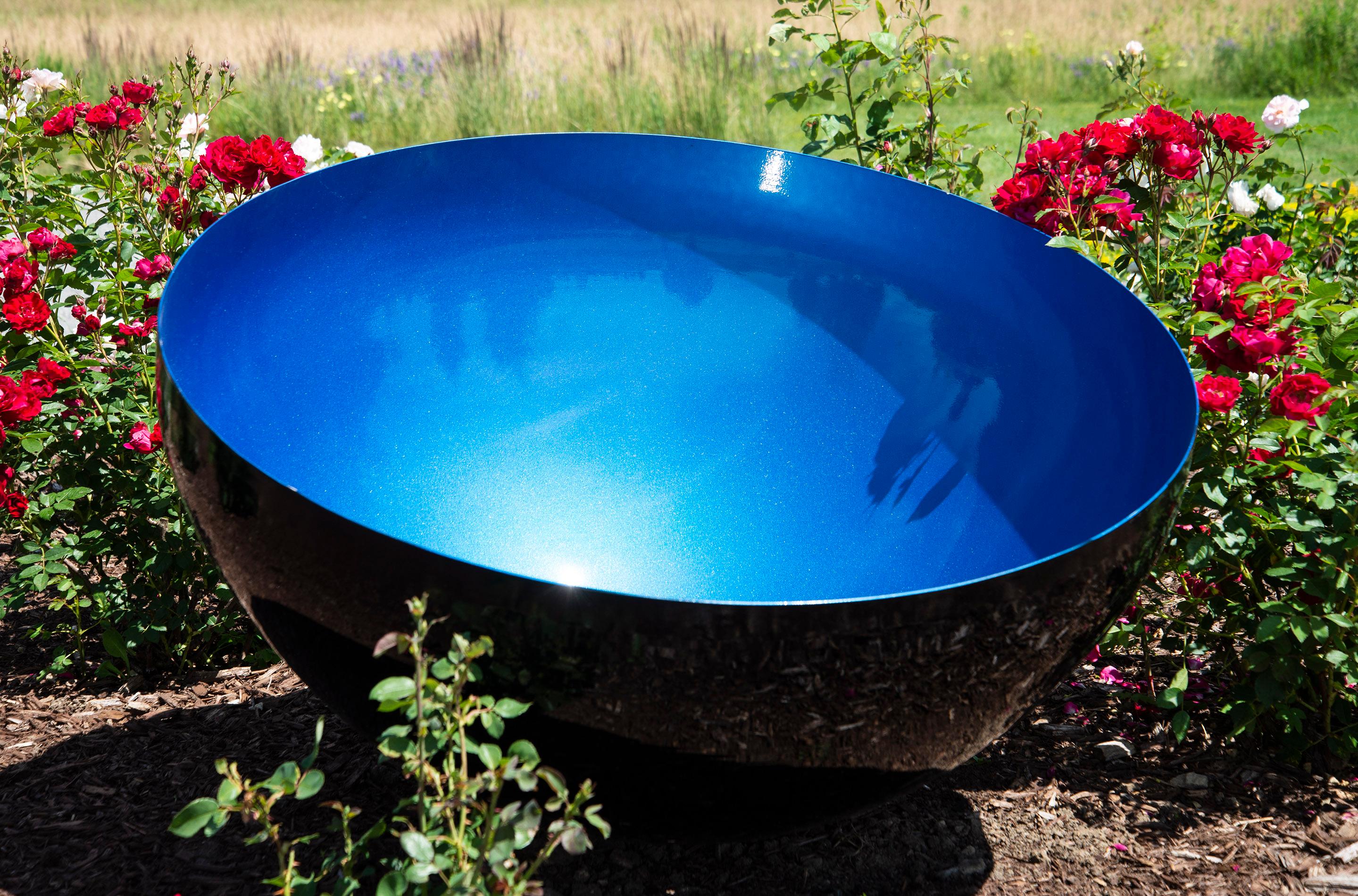 Singing Bowl Atlantic Blue - outdoor steel sculpture - Sculpture by Marlene Hilton Moore
