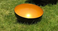 Singing Bowl Mercury - scultura da giardino in acciaio inossidabile, dorata, nera e meditativa