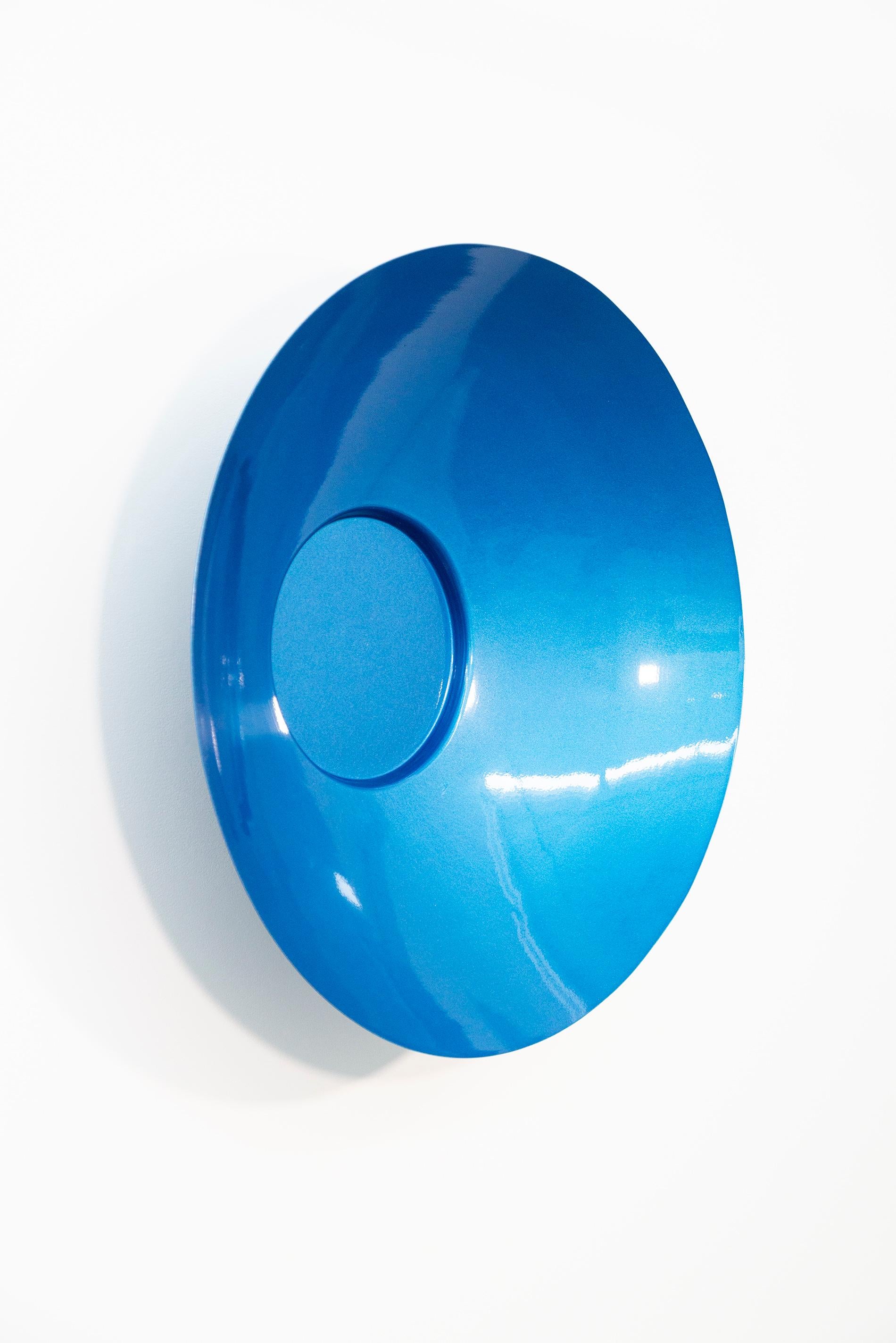 Singing Vessel Atlantic Blue 32 - circular, contemporary, steel wall sculpture For Sale 2