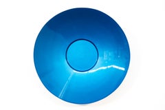 Singing Vessel Atlantic Blue 32 - circular, contemporary, steel wall sculpture