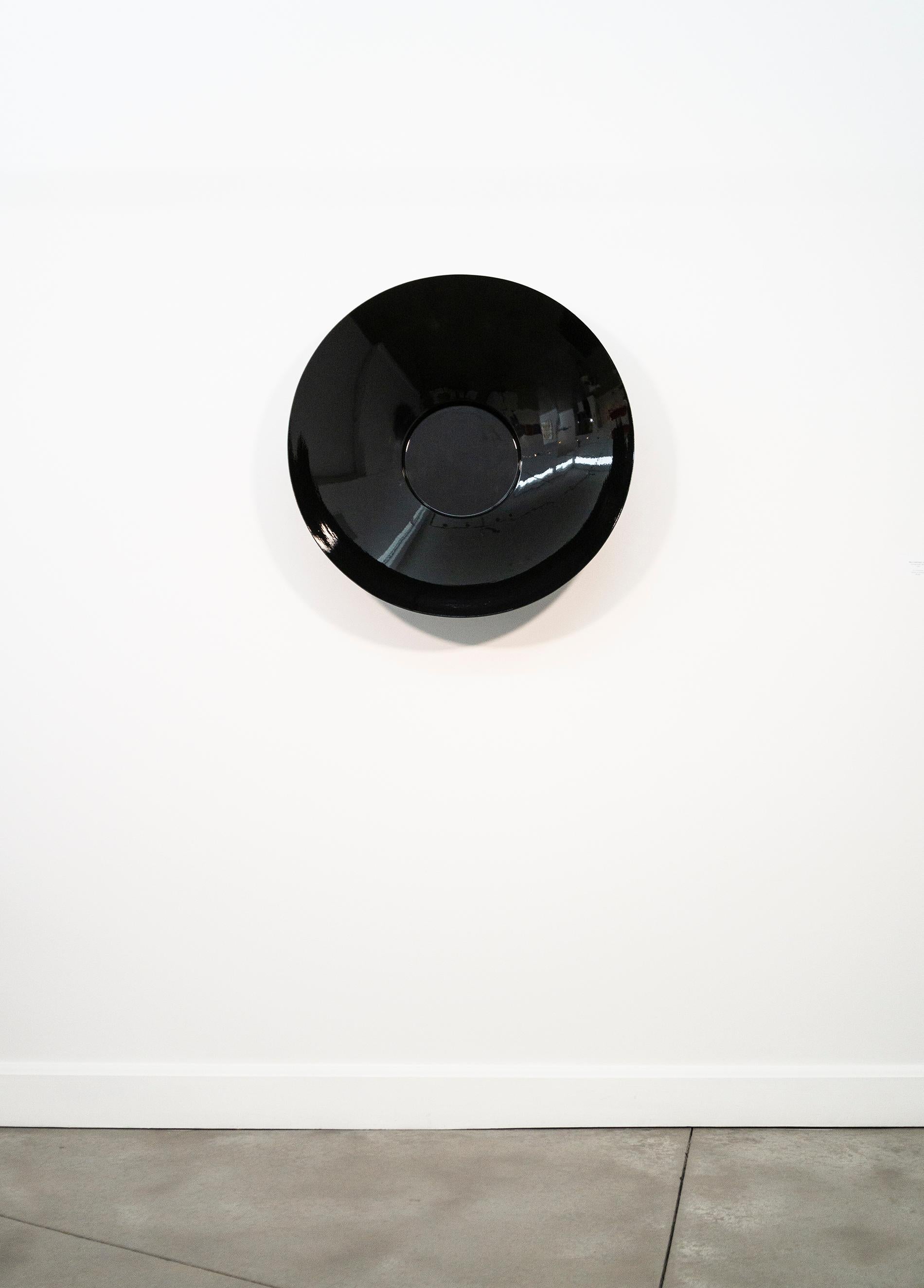 Singing Vessel Jet Black 32 - circular, contemporary, steel wall sculpture 1