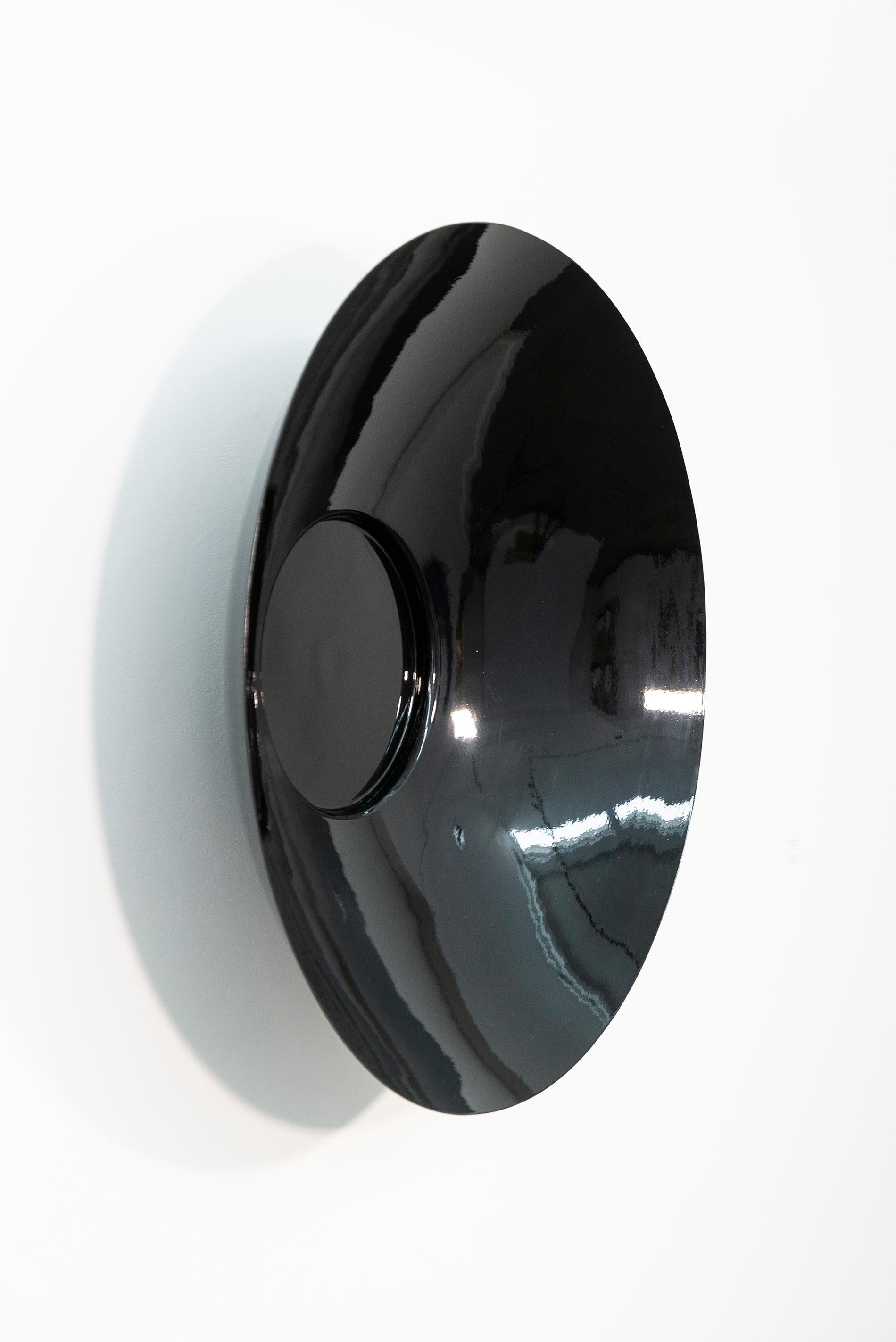 Singing Vessel Jet Black 32 - circular, contemporary, steel wall sculpture 2