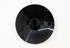 Singing Vessel Jet Black 32 - circular, contemporary, steel wall sculpture