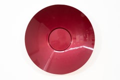 Singing Vessel Raspberry Red 32 - circular, contemporary, steel wall sculpture
