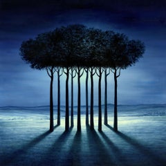 Contemplation (surrealist landscape trees), Painting, Oil on Canvas