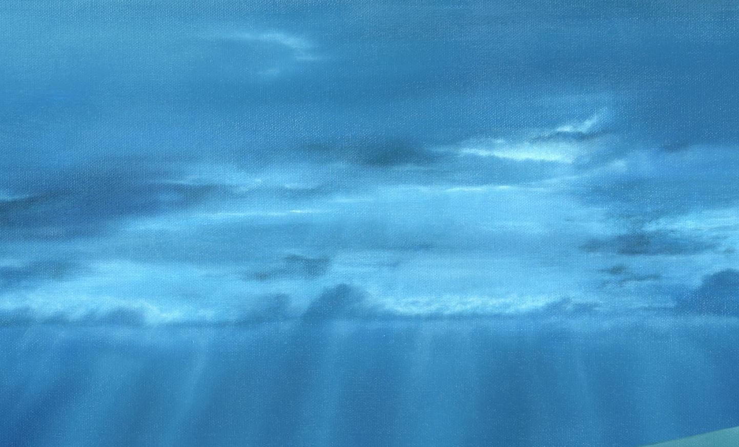 Unmögliche Wände, Originales zeitgenössisches surrealistisches blaues Ölgemälde (Surrealismus), Painting, von Marlene Llanes