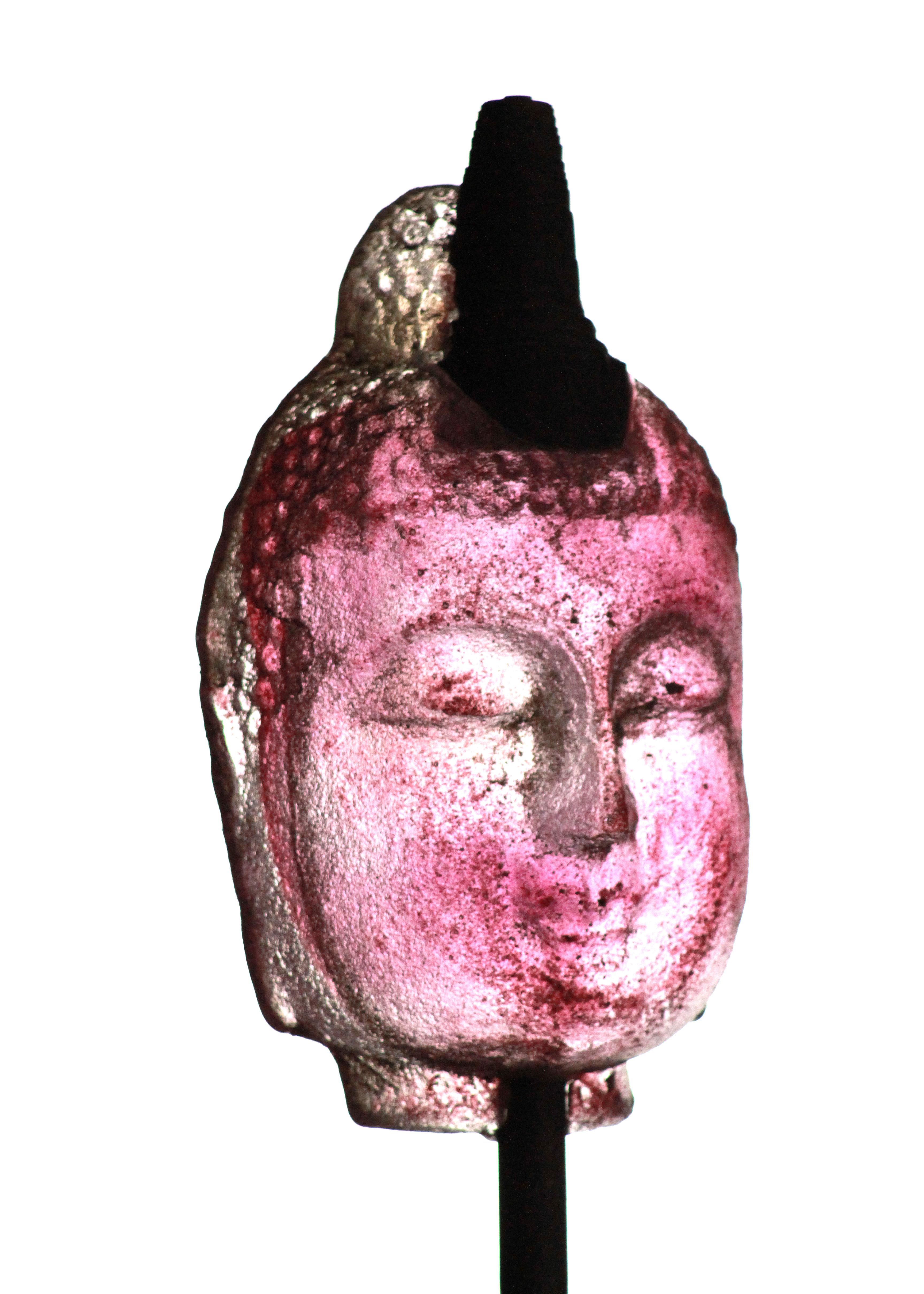 Marlene Rose (b. 1967) Head of Buddha, 2004 Sand Cast Glass and Steel Sculpture For Sale 3