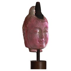 Marlene Rose (geb. 1967) Kopf des Buddha aus Sandgussglas und Stahlskulptur, 2004