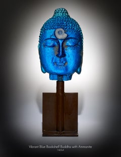 Buda de estantería Azul vibrante con amonita