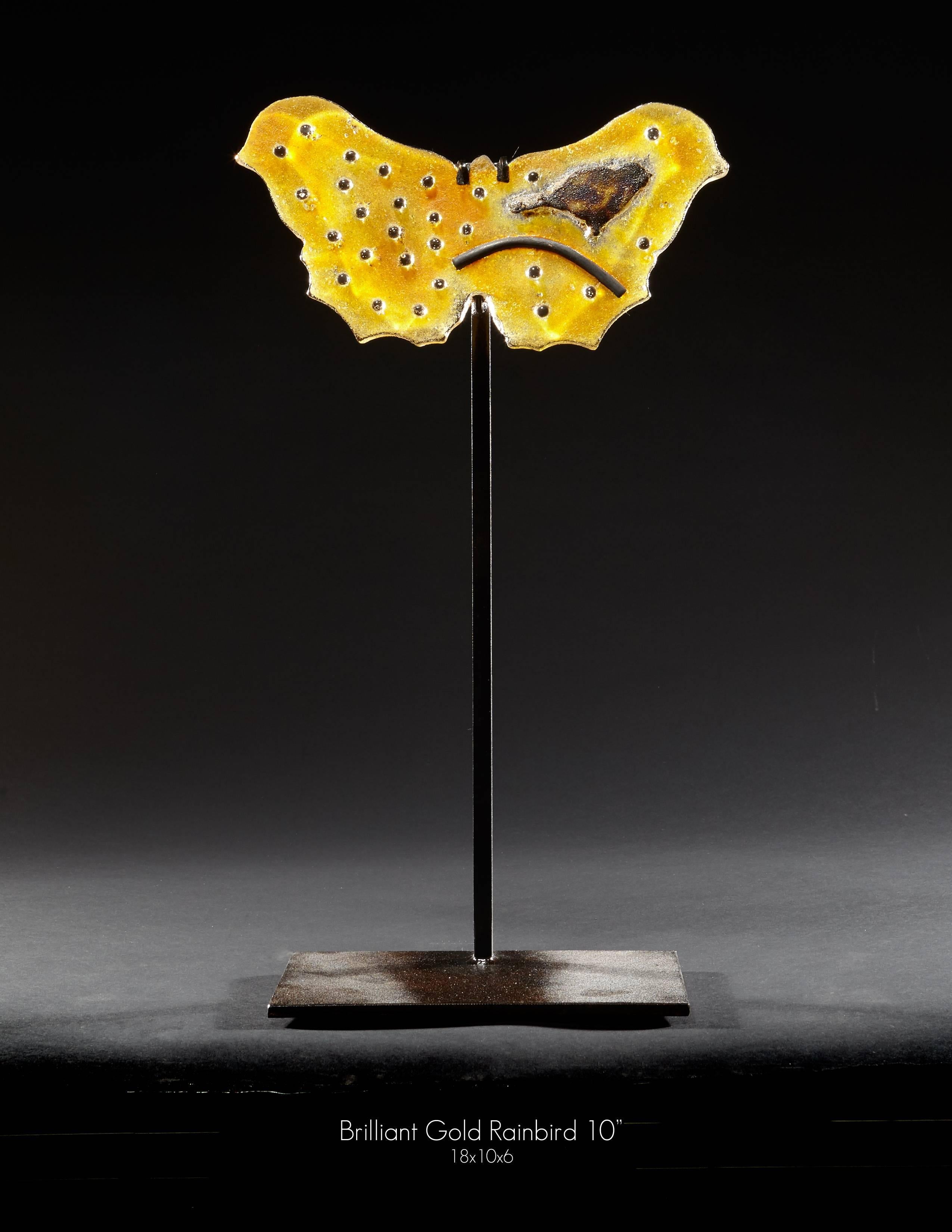 Marlene Rose Figurative Sculpture - Brilliant Gold Rainbird Butterfly