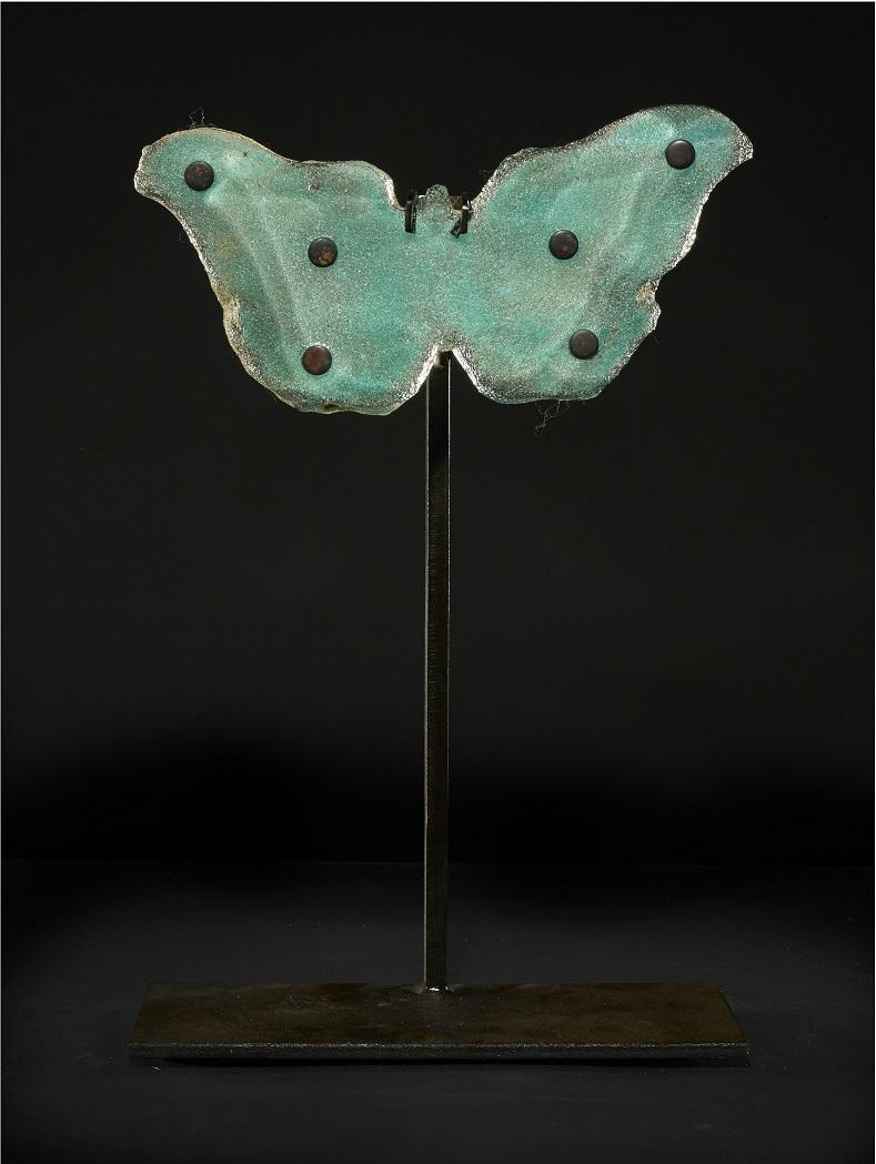 Copper Blue Butterfly with Dots - Sculpture by Marlene Rose