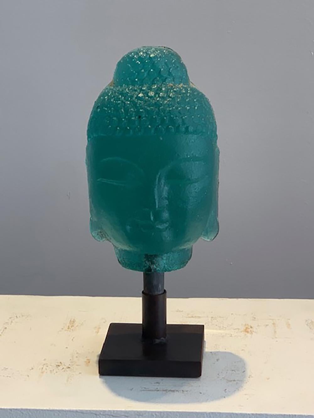 Marlene Rose Figurative Sculpture - Mini Buddha Aqua