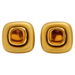 Marlene Stowe 12.80 carat citrine matte 18k yellow gold earrings