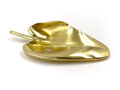 Marlene Stowe 18 Karat and Diamond Large Leaf Brooch