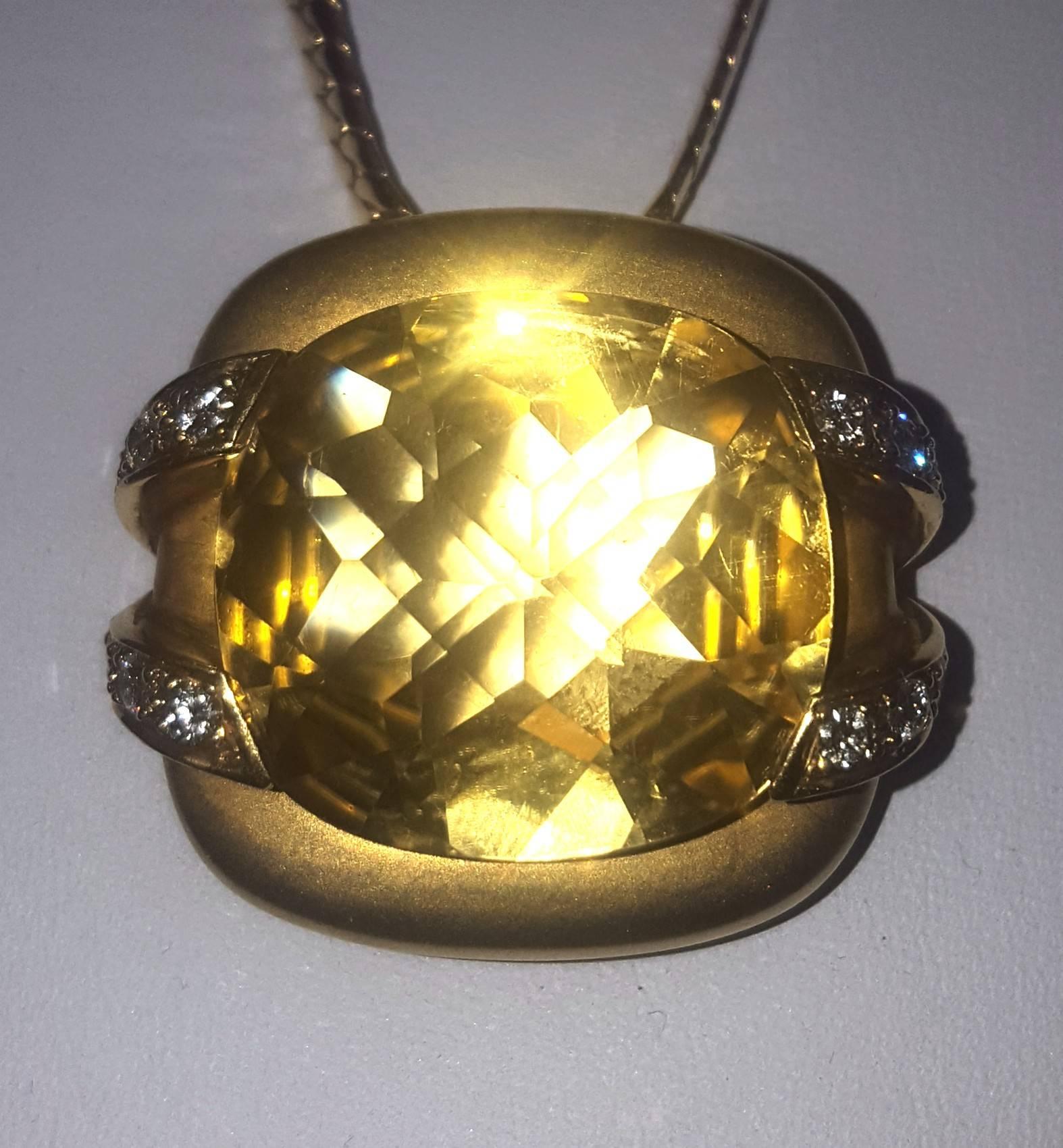 Marlene Stowe 18 Karat Diamond and Citrine Convertible Brooch/Pendant For Sale 1