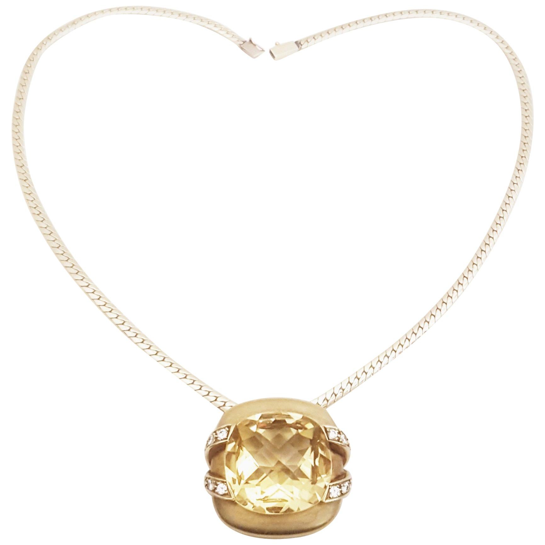 Marlene Stowe 18 Karat Diamond and Citrine Convertible Brooch/Pendant For Sale