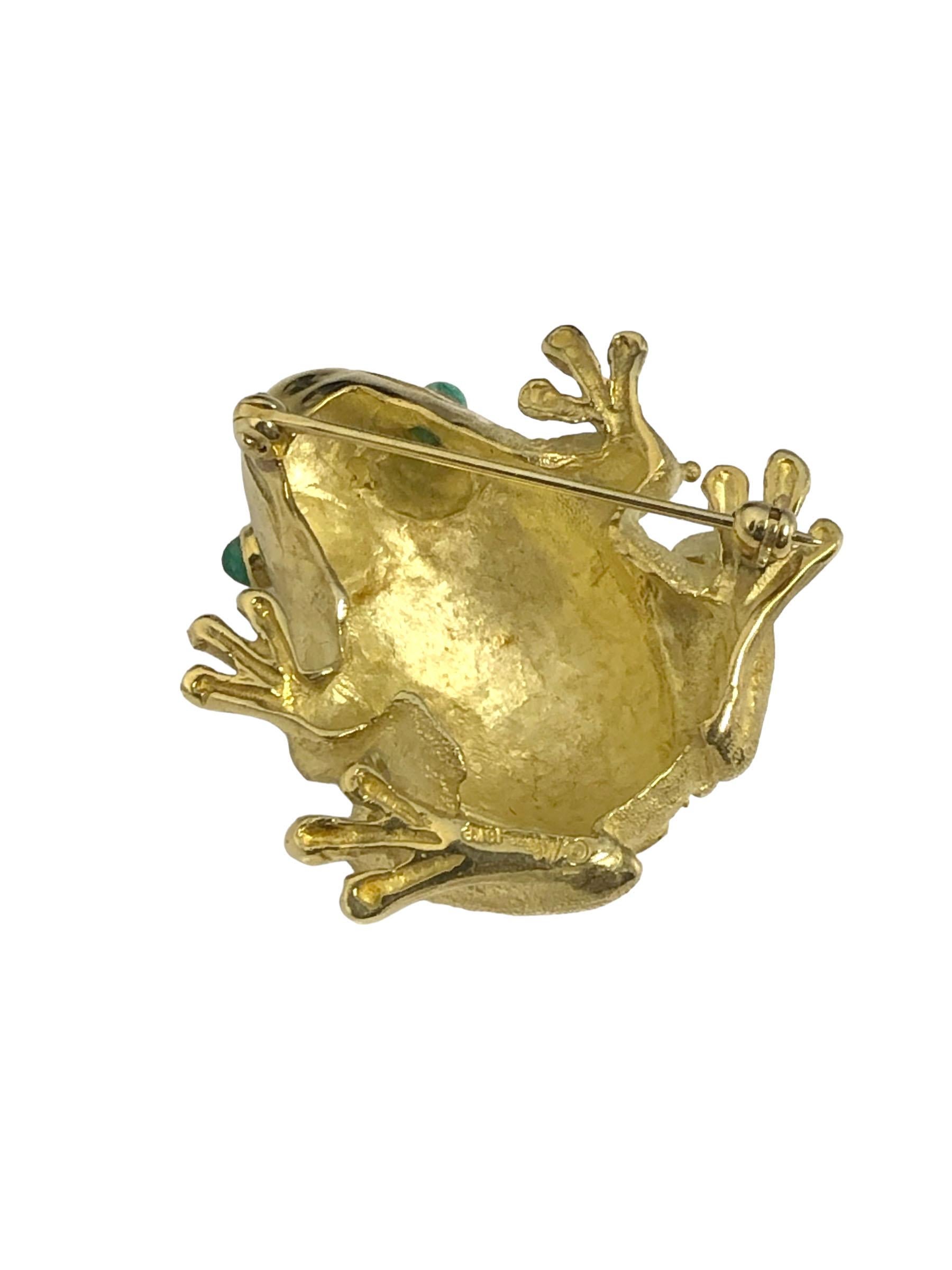 Marlene Stowe 18k und Smaragd Große und schwere Frosch-Brosche im Zustand „Hervorragend“ im Angebot in Chicago, IL