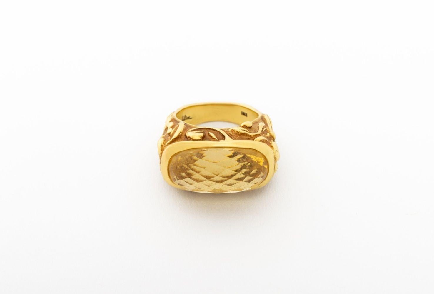 Moderne Marlene Stowe Bague en or jaune 18 carats avec citrine en vente