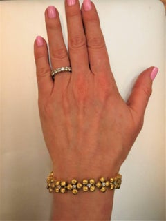 Marlene Stowe 18 Karat Yellow Gold Matte Finish Diamond Bracelet