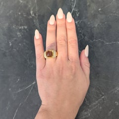 Marlene Stowe 1980s 6.36 CTW Citrine Diamond 18 Karat Gold Vintage Ring