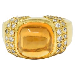 Marlene Stowe 1980s 6.36 CTW Citrine Diamond 18 Karat Gold Vintage Ring
