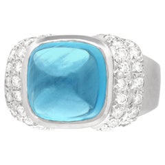 Retro Marlene Stowe Aquamarine and Diamond Ring