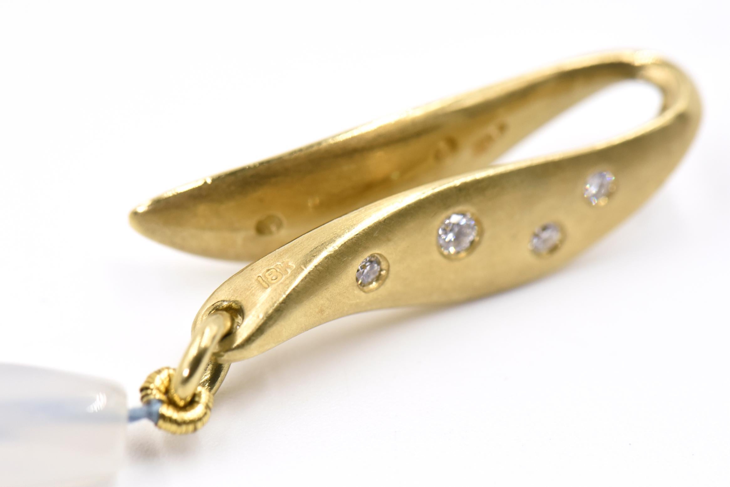 Marlene Stowe Chalcedony Diamond Bead Gold Necklace For Sale 2