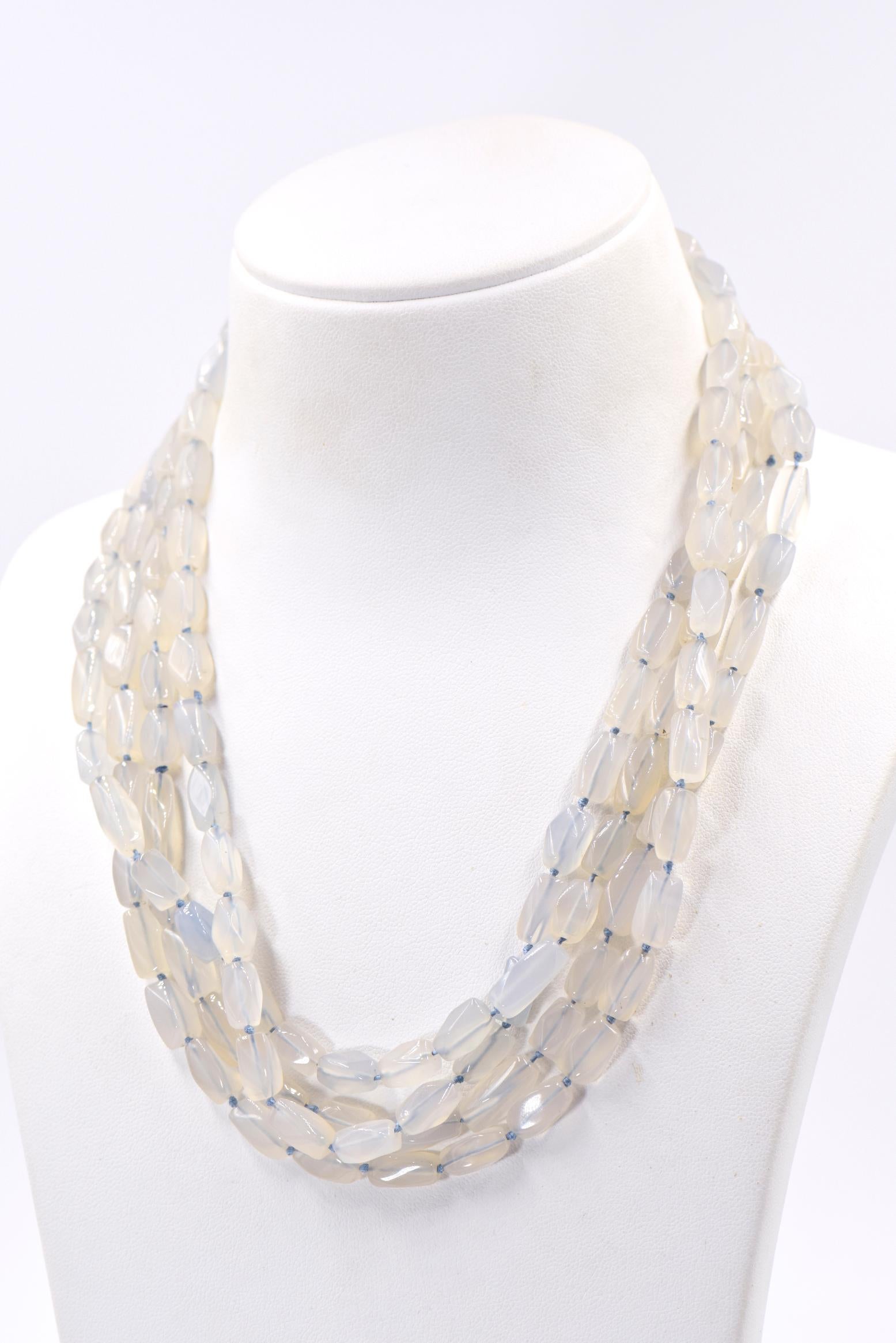 Marlene Stowe Chalcedony Diamond Bead Gold Necklace For Sale 3