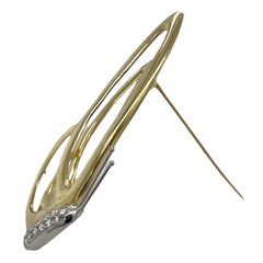 Marlene Stowe Diamond Butterfly Brooch 18 Karat Yellow Gold Platinum